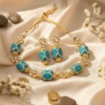 Sea Green stones with traditional silver foil meenakari