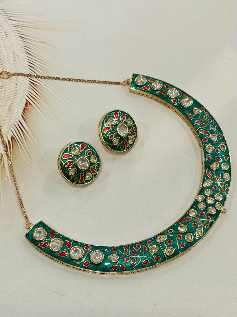 Emerald-Green meenakari necklace