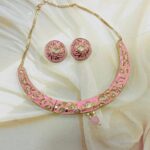 Pastel Pink meenakari necklace