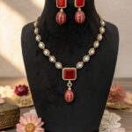 RUBY RED - TONED KUNDAN NECKLACE