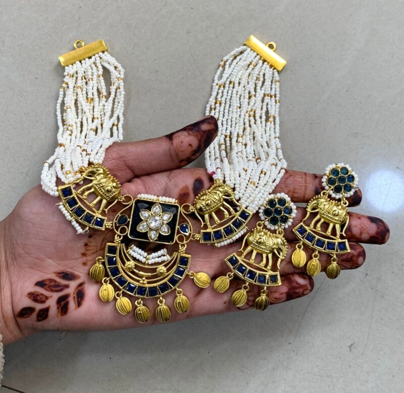 Ocean-Blue kundan necklace