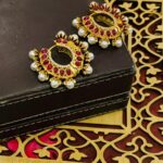 Deep pink kundan earrings