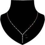 Minimalist V shape gold pendant necklace with diamond stones for women daily wear