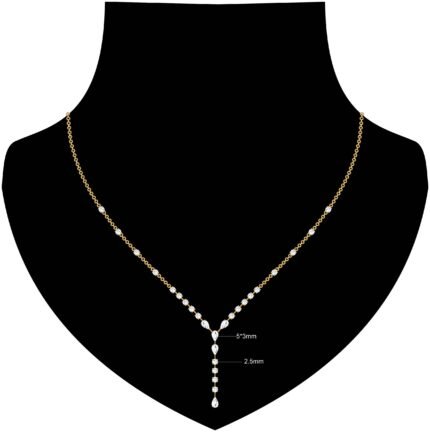 Minimalist V shape gold pendant necklace with diamond stones for women daily wear