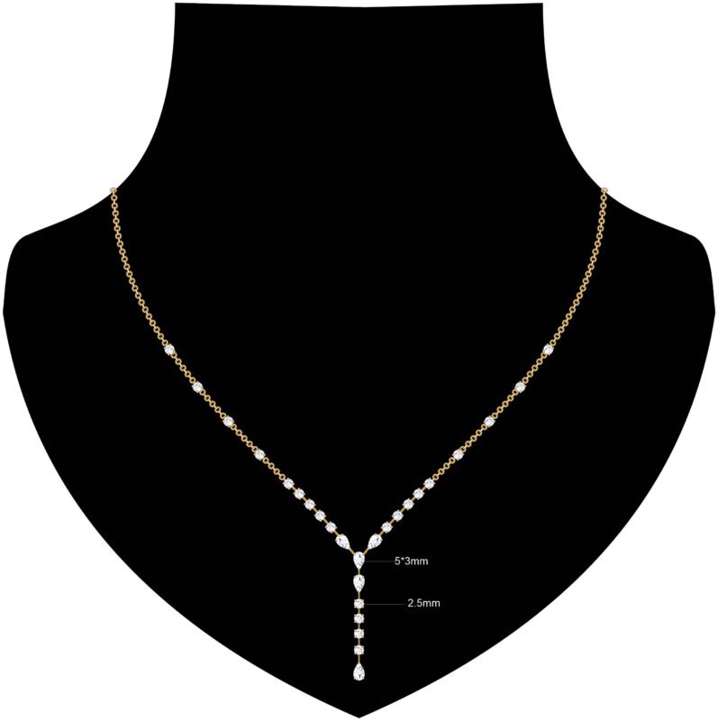 Minimalist V shape gold pendant necklace with diamond stones for women daily wear